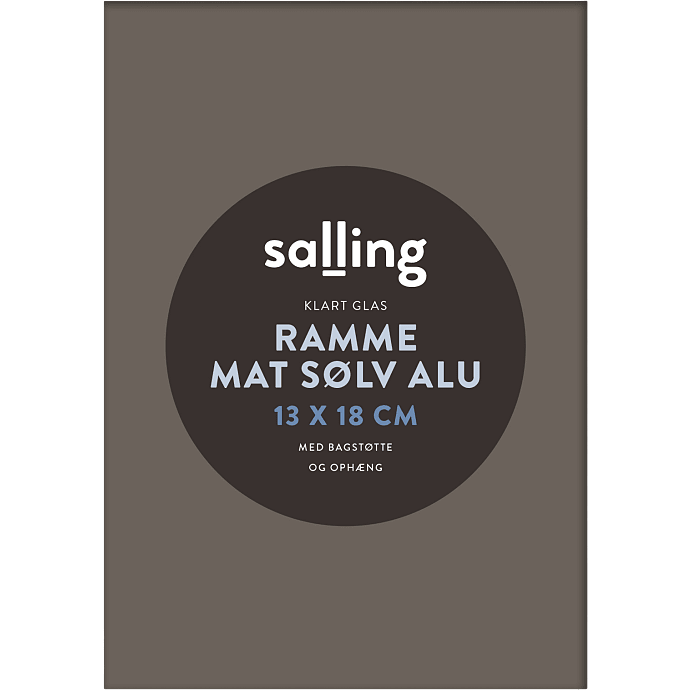 Mat sølv ramme m. glas - 13x18 cm