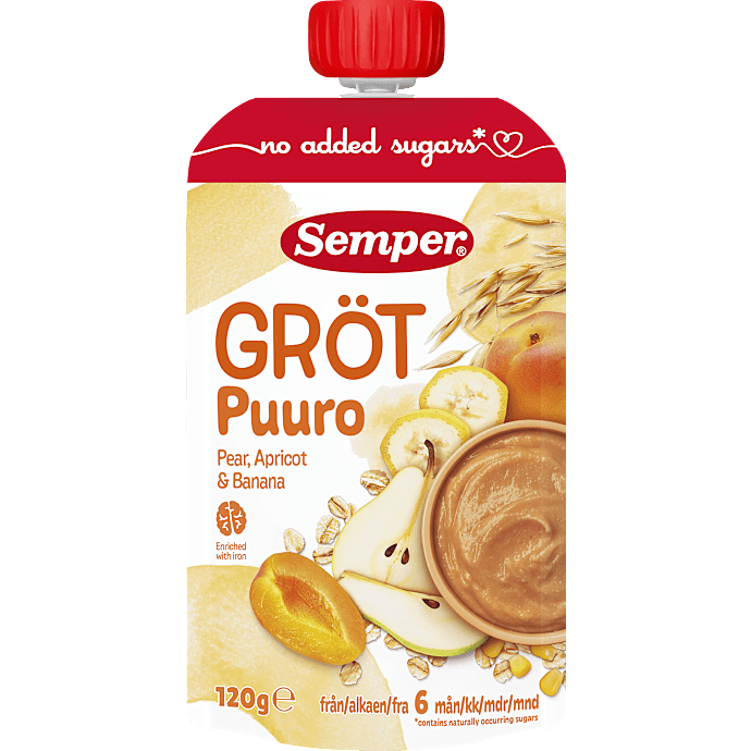 Grødsmoothie m. pære og abrikos fra 6 mdr.