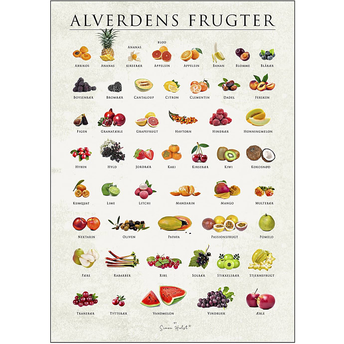 Alverdens frugter - 30x40 cm