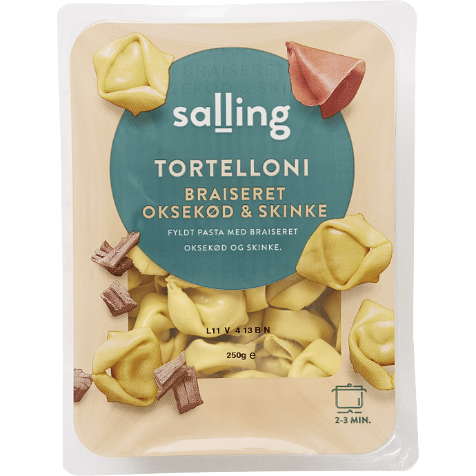 Tortelloni m. braiseret oksekød og skinke