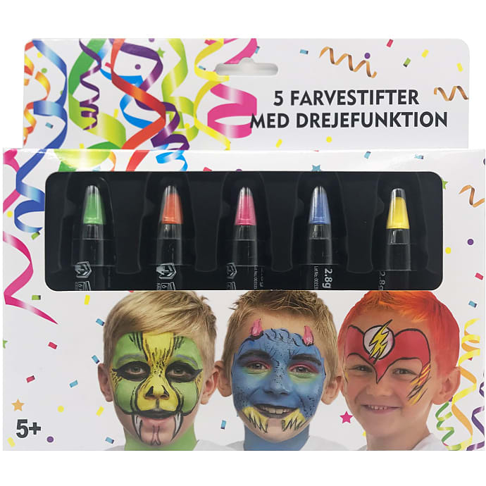 Ansigtsmaling - 5 stifter med drejefunktion