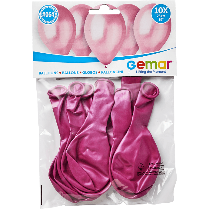 Latexballoner 26 cm 10-pak - metallic fuchsia