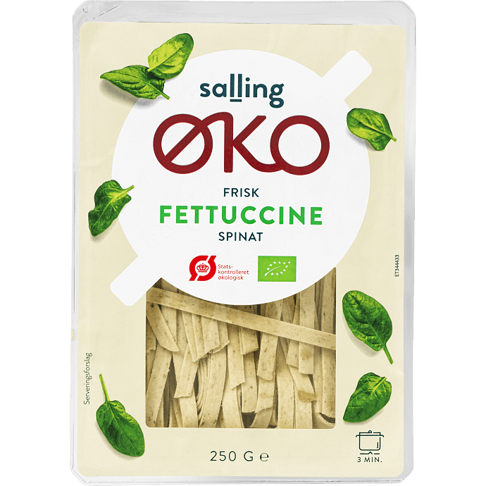 Fettuccine m. spinat øko