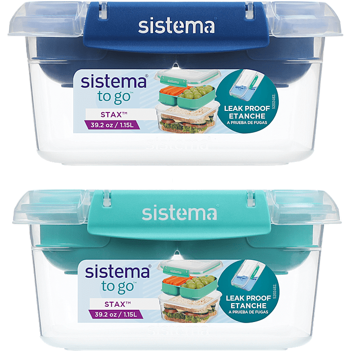 Sistema Stax To Go firkantet madkasse (1,15L) - flere varianter - assorteret