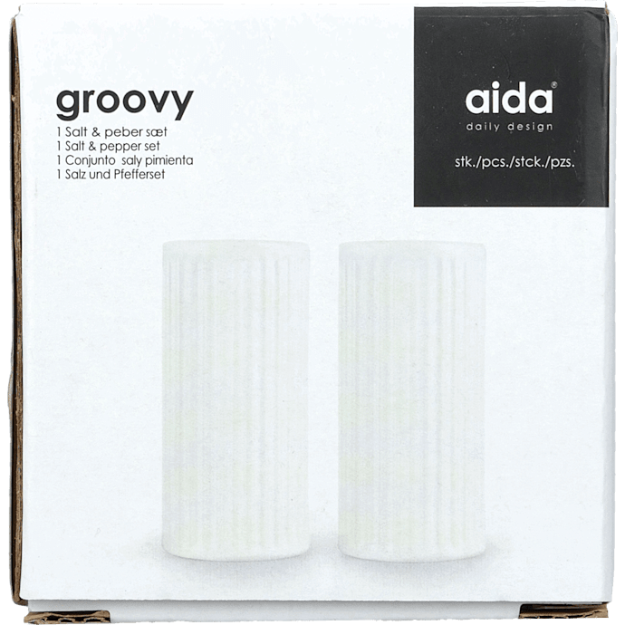 Aida groovy salt- og pebersæt - hvid