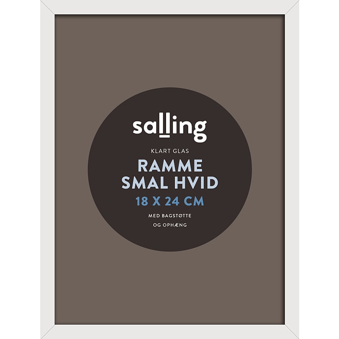 Hvid ramme m. glas -18x24 cm
