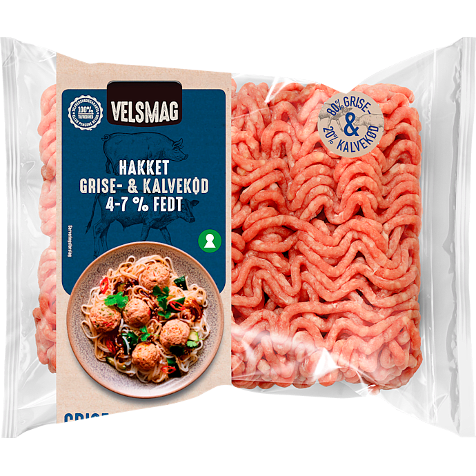 Hakket grise- og kalvekød 4-7% fedt