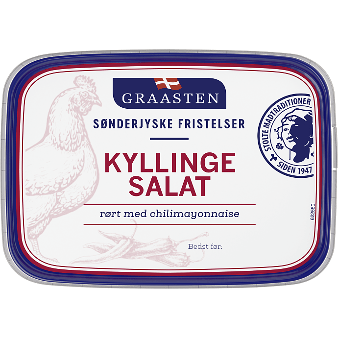 Kyllingesalat rørt med chilimayonnaise