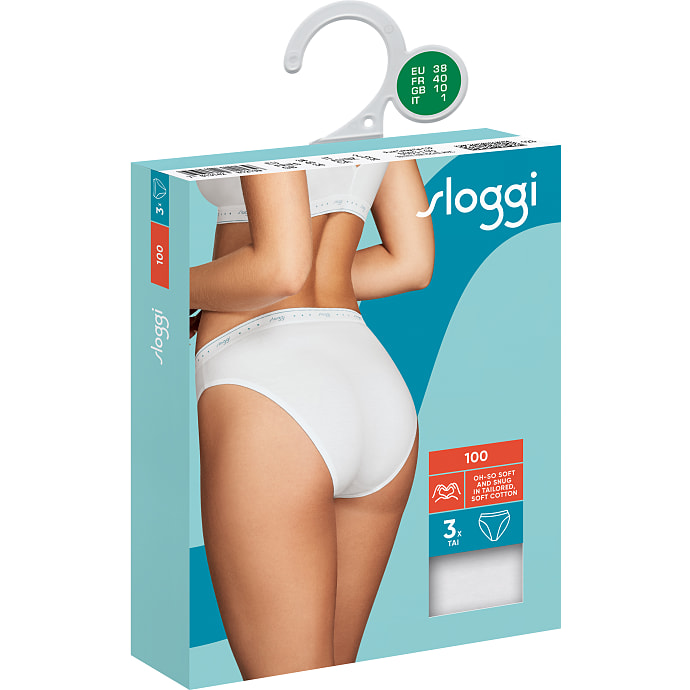 Sloggi dame 3-pak tai 100 str. 38 - hvid