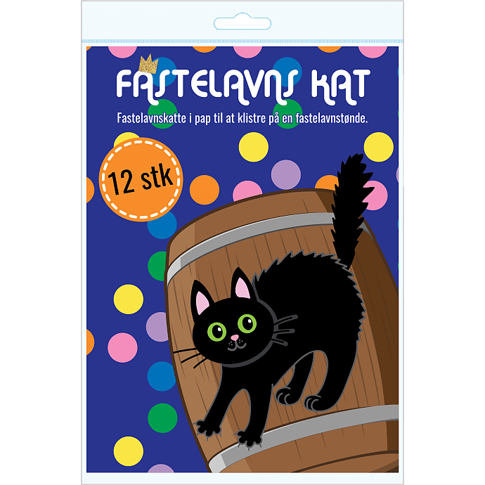 Fastelavnskatte i pap A4 12 stk.