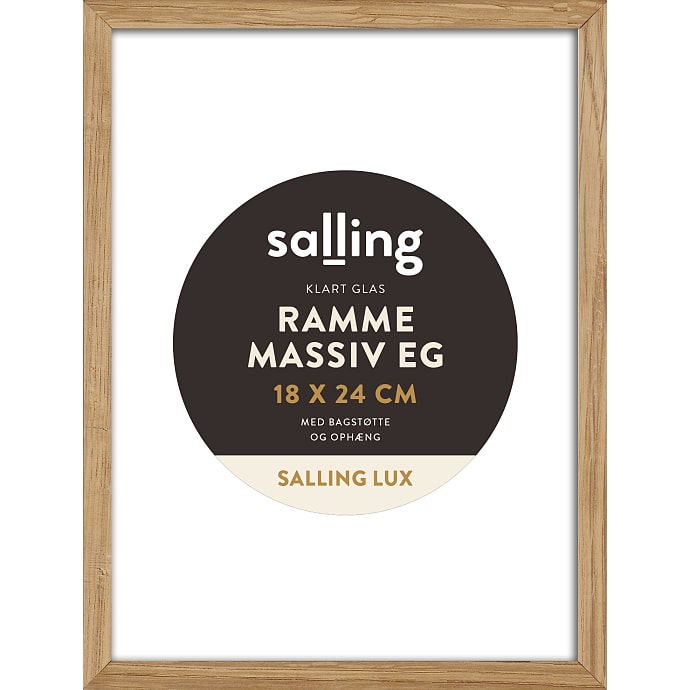 Ramme i massiv eg m. glas - 18x24 cm