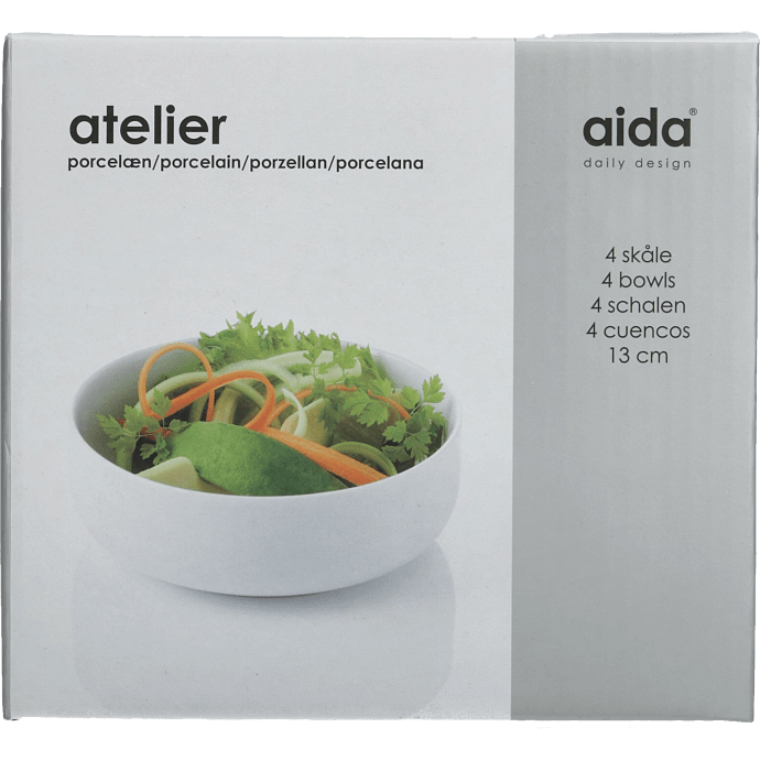 Aida Atelier skål 13 cm 4 stk. i gaveæske - hvid