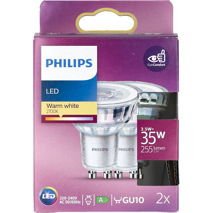 Philips 2-pak LED pære GU10