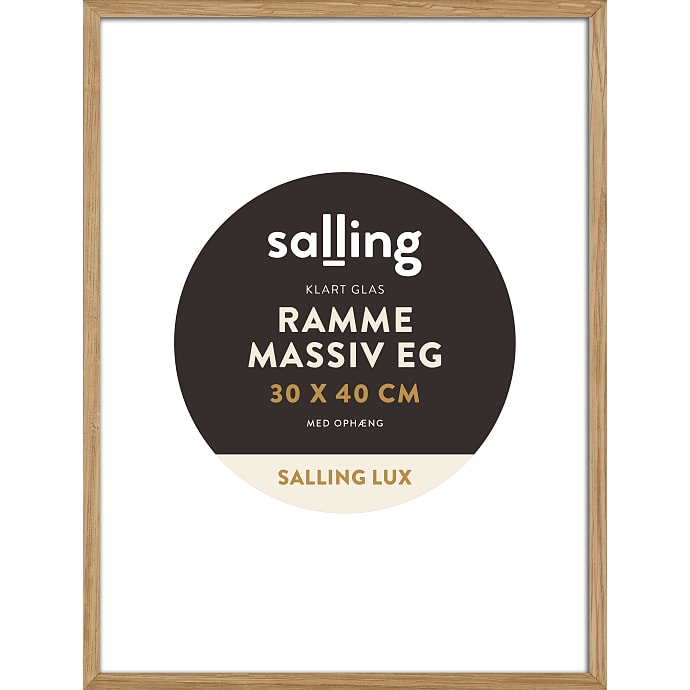 Ramme i massiv eg m. glas - 30x40 cm