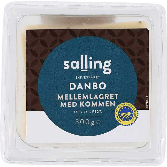 Danbo ost i skiver mellemlagret m. kommen 45+
