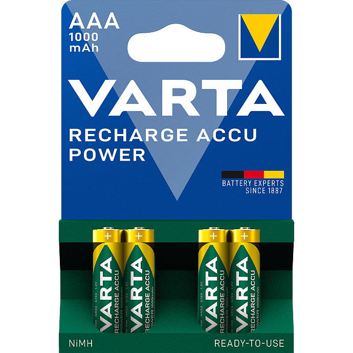 Varta Recharge Accu Power 4-pak AAA 1000mAh genopladelige batterier