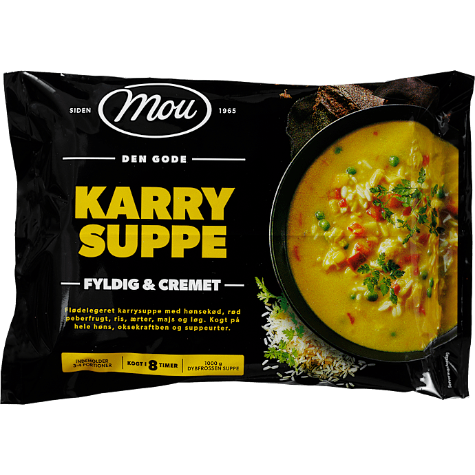 Karrysuppe m. kylling, ris og grøntsager