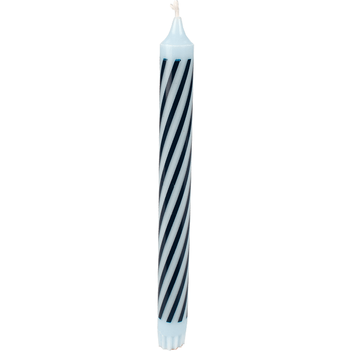 Kronelys med striber 2,2x24 cm - blå