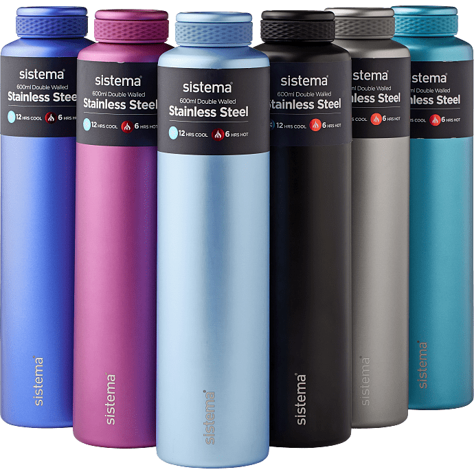 Sistema rustfri stålflaske (600ml) – flere varianter - assorteret