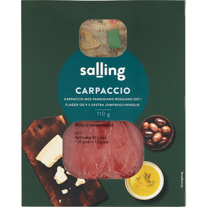 Carpaccio m. olie og ost