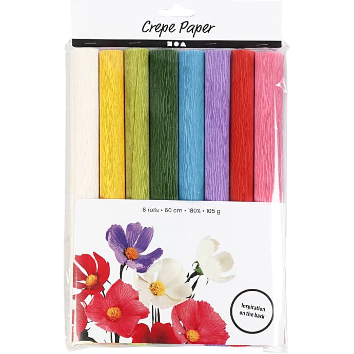 Crepepapir standardfarver 8 ark