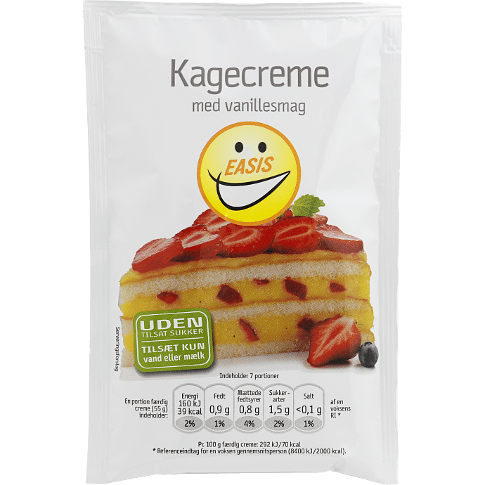Kagecreme m. vaniljesmag u. tilsat sukker