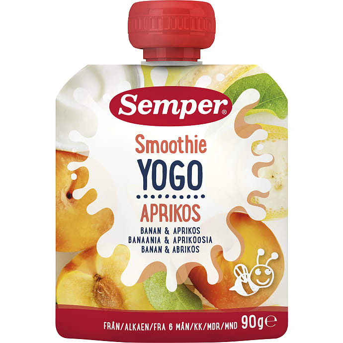 Frugtmos m. yoghurt, banan og abrikos 6 mdr.