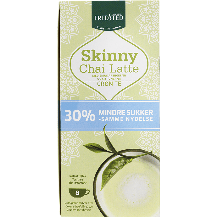 Chai latte m. grøn te og ingefær- og citrongræssmag sukkerreduceret