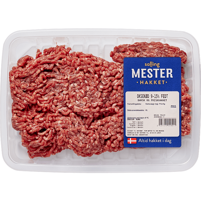 Hakket oksekød 9-15% fedt (OBS 1 dags holdbarhed)