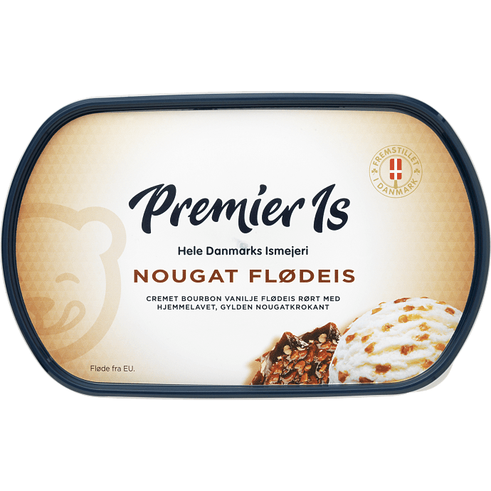 Flødeis m. vanilje og nougatkrokant