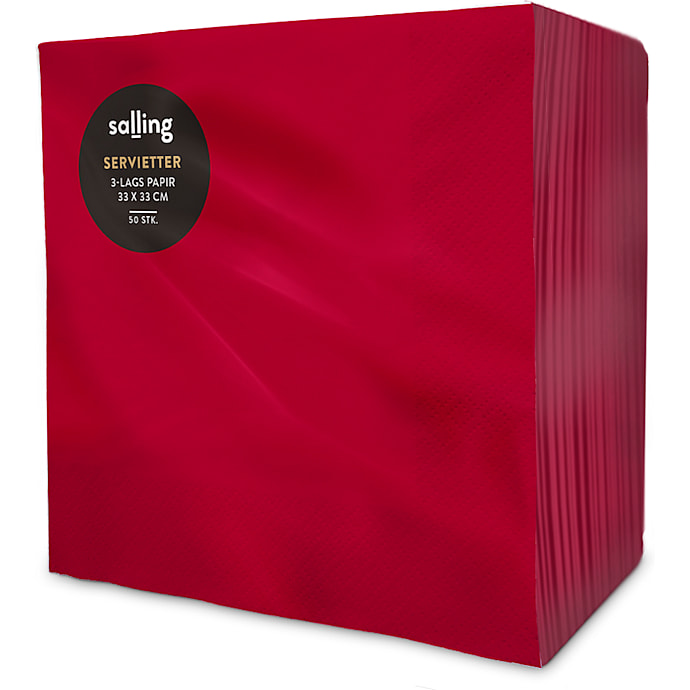 Salling ensfarvede servietter 33x33 cm 50-pak - Rød