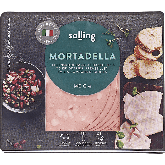 Italiensk mortadellapølse i skiver