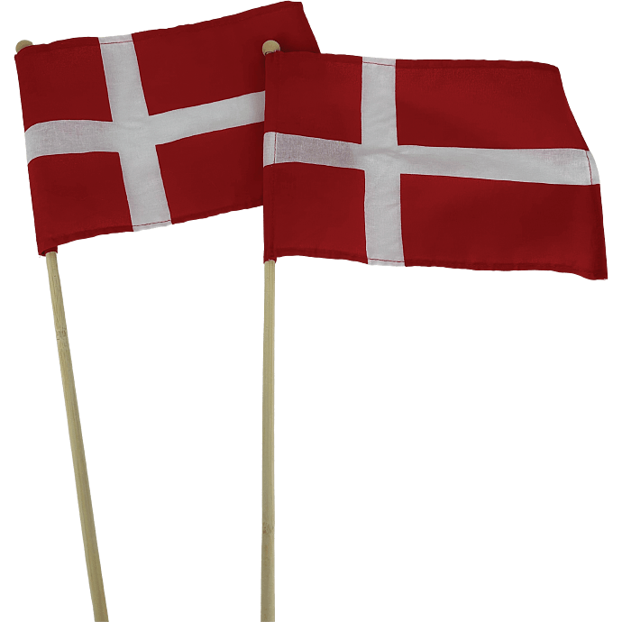 Salling stofflag på pind H: 45 cm 2-pak - Dannebrog
