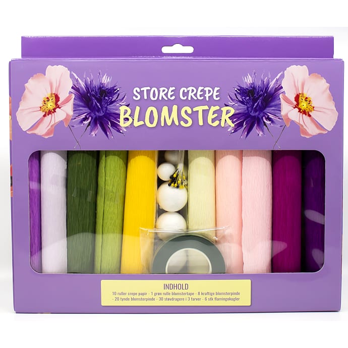 Crepe papir store blomstersæt