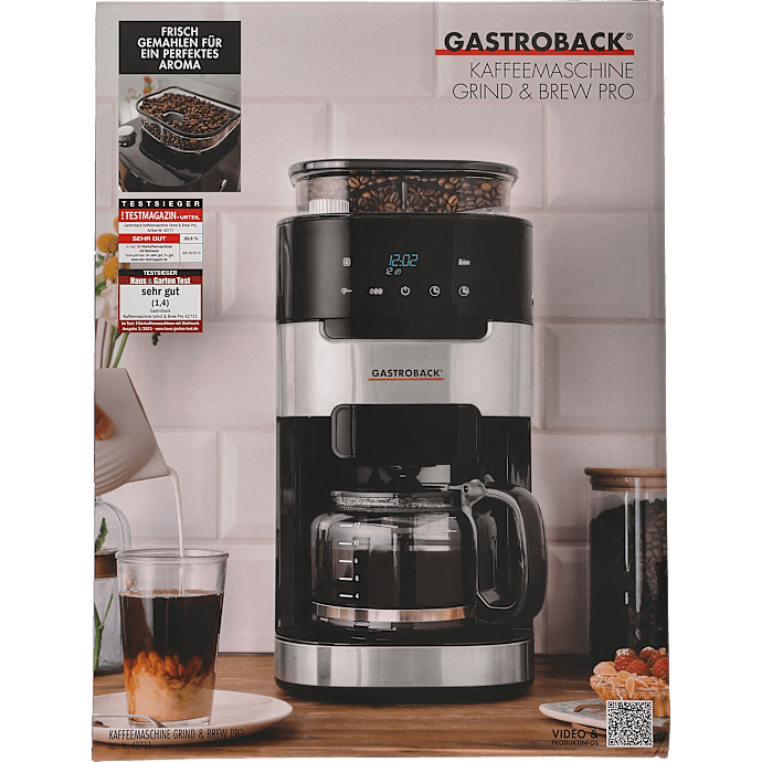 Gastroback Grind&Brew kaffemaskine - sølv/sort