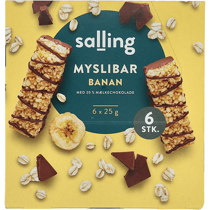 Müslibar m. mælkechokolade og banan