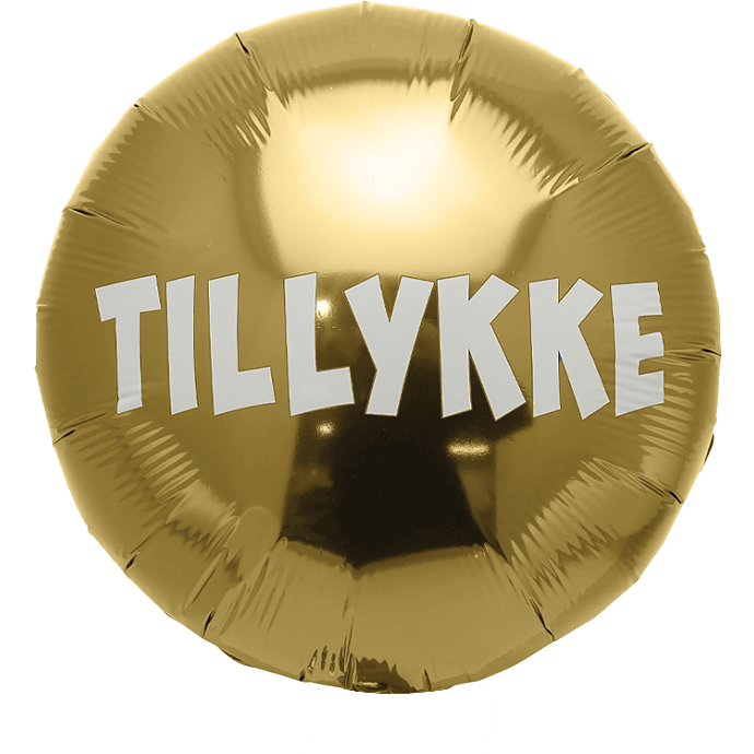 Salling folieballon "Tillykke" Ø: 44 cm - Guld
