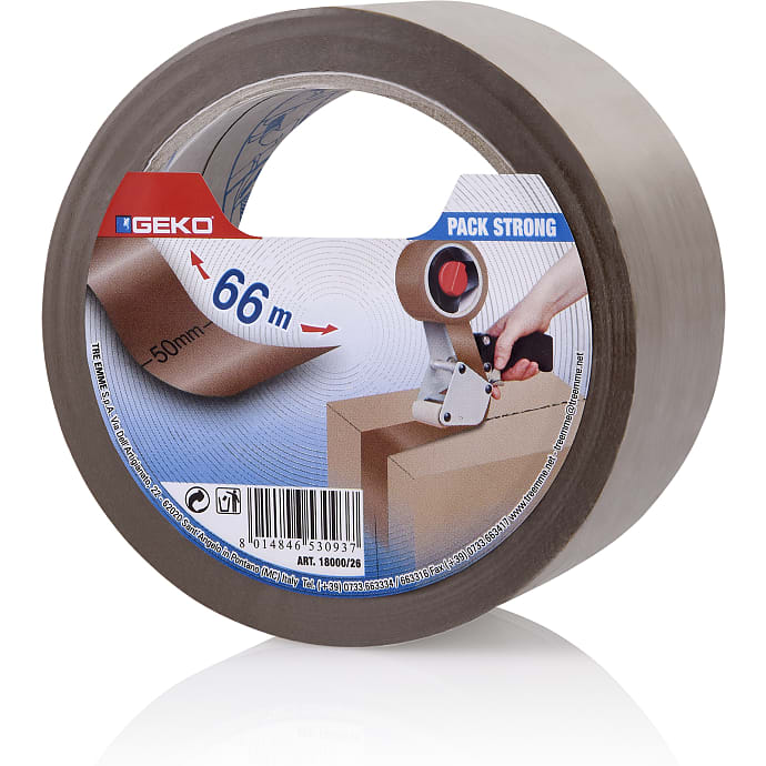 GEKO pakketape 66 meter - brun