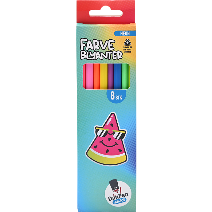 Danpen junior farveblyanter neon 8-pak