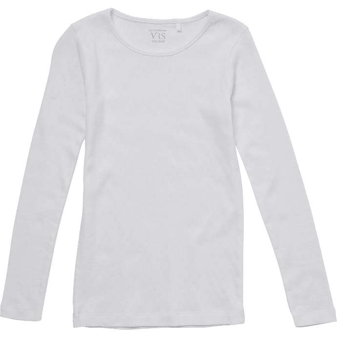 VRS børne T-shirt langærmet str. 110/116 - hvid