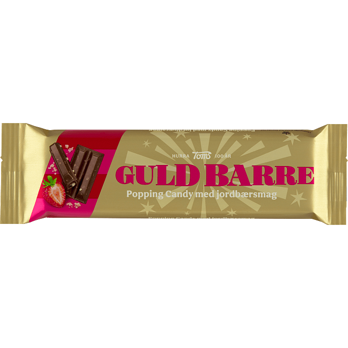 Mælkechokolade m. poppende jordbærknas