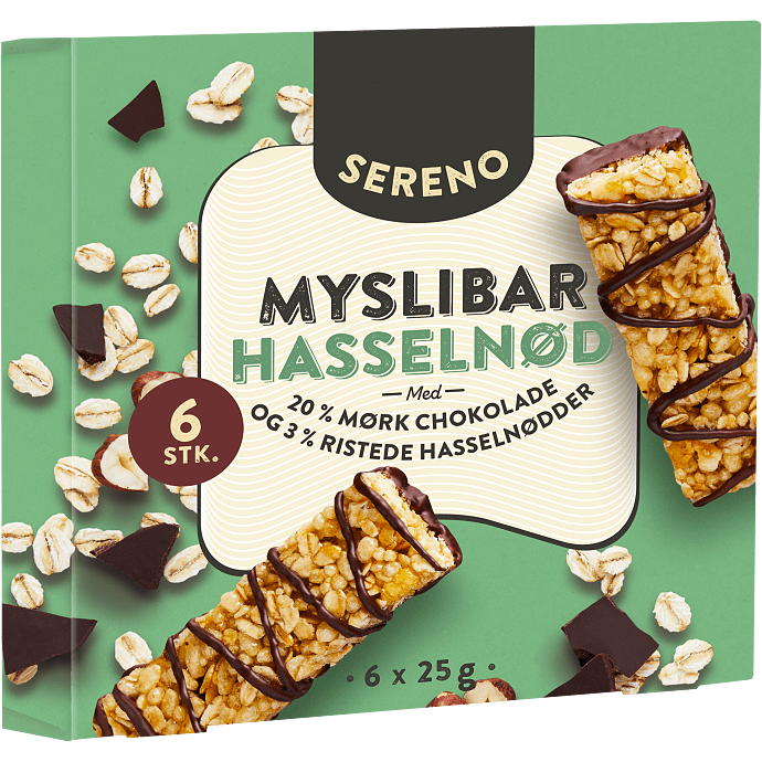 Müslibarer m. mørk chokolade og hasselnødder