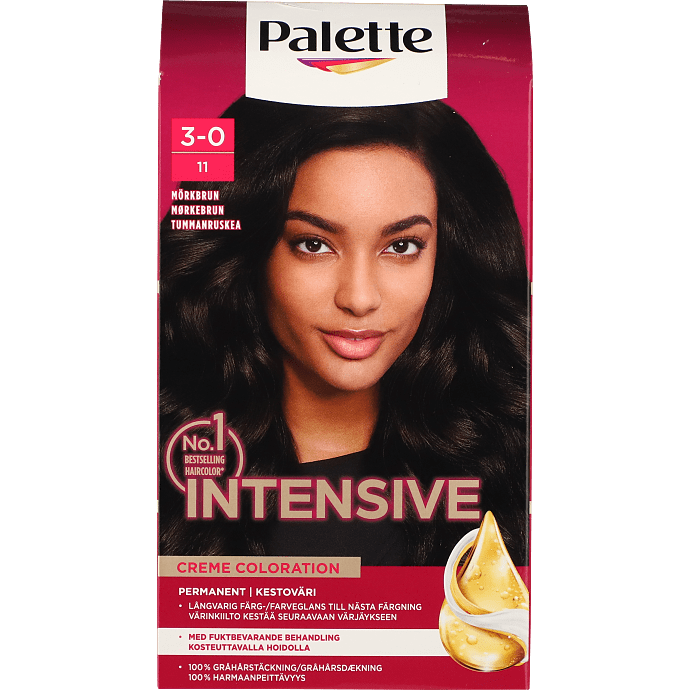 Permanent hårfarve 3-0 Dark Warm Brown m. olier