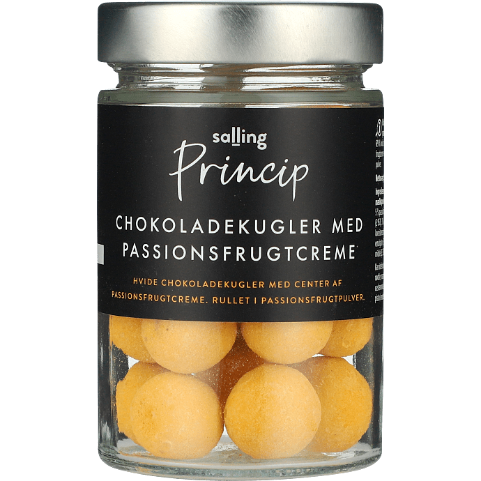 Chokoladekugler m. passionsfrugtsmag