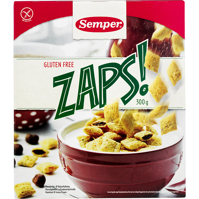 Zaps m. hasselnødde- og kakaofyld glutenfri