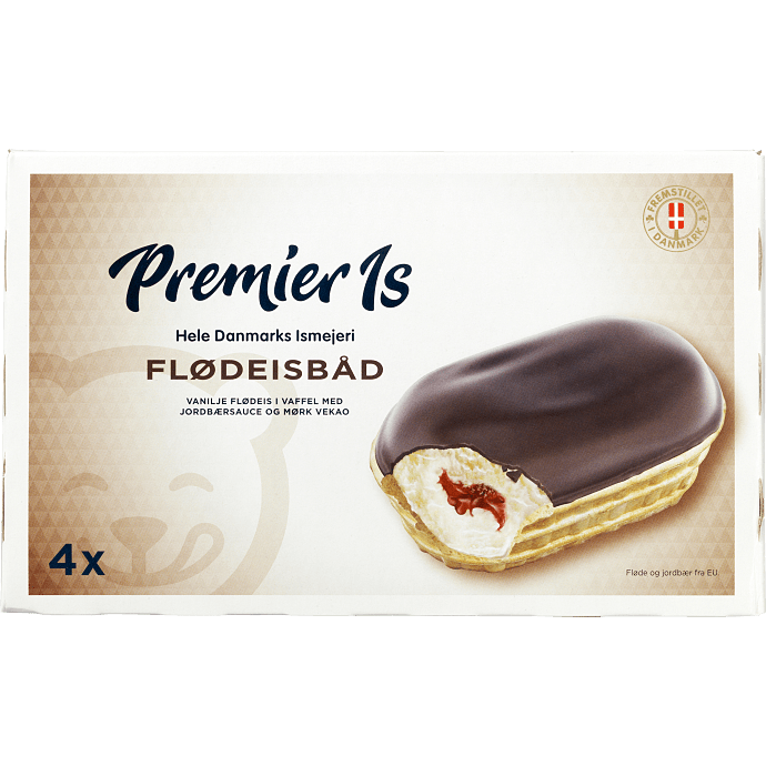 Flødeis m. jordbærsauce