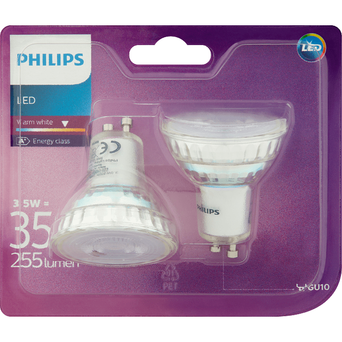 Philips 2-pak LED pære GU10
