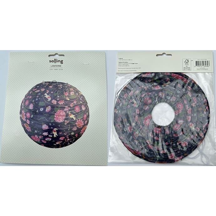 Papirslanterne Ø:20 cm - Blomsterprint