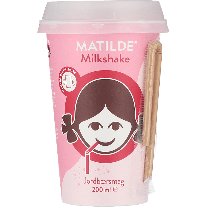 Milkshake m. jordbærsmag 1,3% fedt
