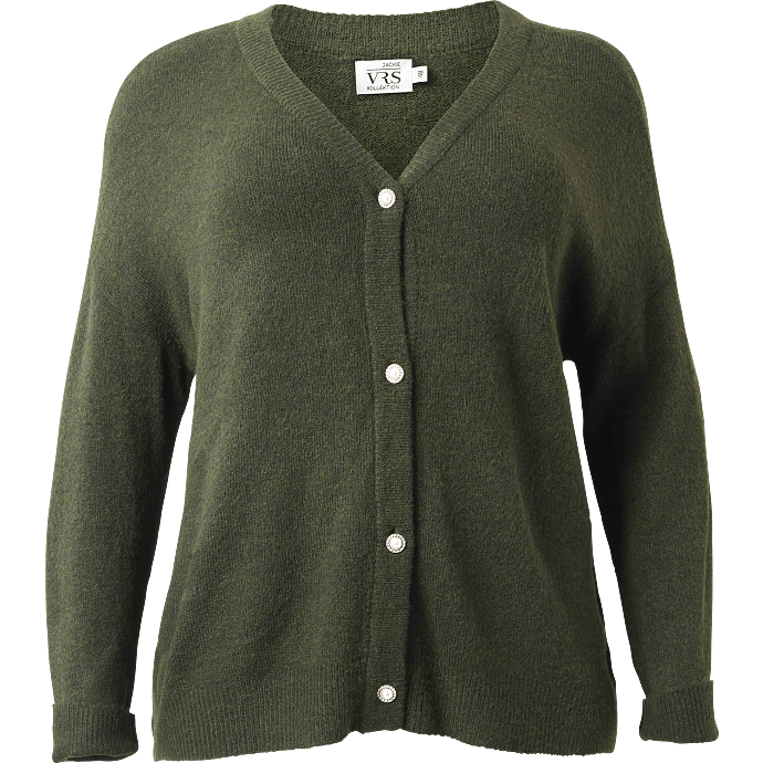 VRS dame cardigan str. 48 - oliven